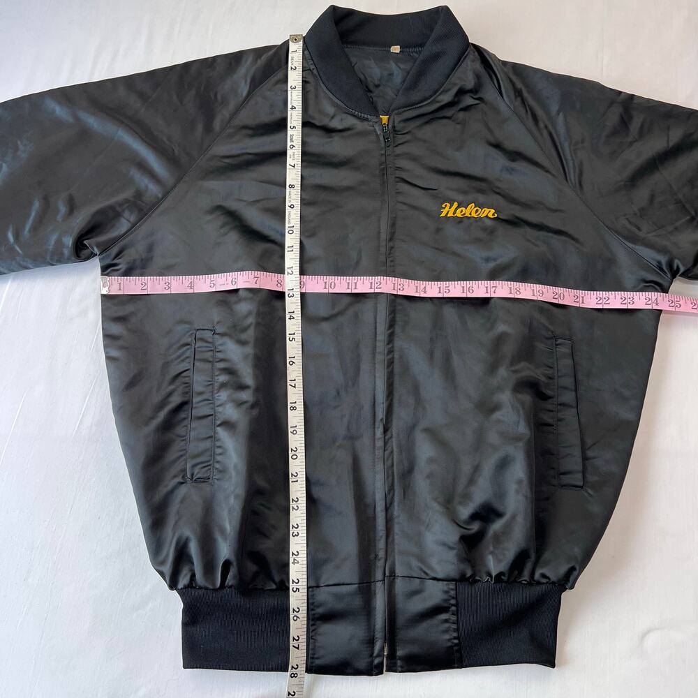 Vintage Korea Embroidered Dragon Black Satin Jacket Size XL Helen - Picture 5 of 9